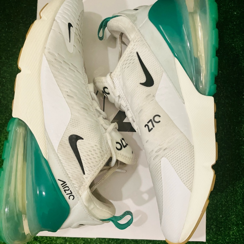 Nike Air Max 270 White and Green Sneakers